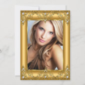 素晴らしい50 Glamor Pearl金ゴールド写真パーティー 招待状 (裏面)