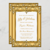 素晴らしい50 Glamor Pearl金ゴールド写真パーティー 招待状 (正面/裏面)