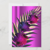 素晴らしい50 PInkプラムパープル金ゴールドハイビスカスパーティー 招待状 (裏面)