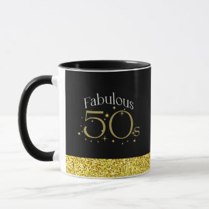 素晴らしい50sシックモダンスクリプトブラック金ゴールドグリッター マグカップ
