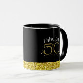 素晴らしい50sシックモダンスクリプトブラック金ゴールドグリッター マグカップ (正面右)