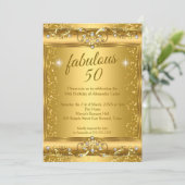 素晴らしい50thフォトスパークル金ゴールド誕生日パーティー 招待状