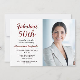 素晴らしい50thフォトレッドバースデーパーティーの招待 招待状