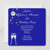 素晴らしい50thブルーグリッターハイヒール誕生日3 招待状 (裏面)