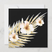 素晴らしい50thベージュホワイトブラックフローラ誕生日 招待状 (裏面)