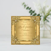 素晴らしい50th写真金ゴールドオン金ゴールドパールパーティー 招待状 (スタンド正面)