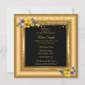 素晴らしい50th誕生日パーティー金ゴールドブラックイエロー 招待状 (裏面)