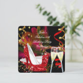 素晴らしい50th赤金ゴールドグリッターハイヒールパーティー 招待状 (スタンド正面)