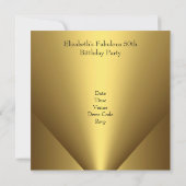 素晴らしい50th金ゴールドブルージュエルエレガント誕生日 招待状 (裏面)