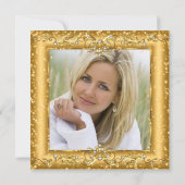 素晴らしい50th sparkle金ゴールドシャンパンパーティー写真 招待状 (裏面)