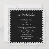 素晴らしい60フォトエレガント白黒誕生日3 招待状 (裏面)