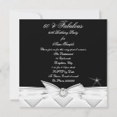 素晴らしい60フォトエレガント白黒誕生日 招待状 (裏面)