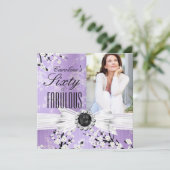 素晴らしい60フォトエレガント薄紫ブロッサム誕生日 招待状 (スタンド正面)