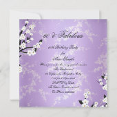 素晴らしい60フォトエレガント薄紫ブロッサム誕生日 招待状 (裏面)