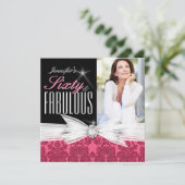 素晴らしい60フォトダマスクピンク60th誕生日パーティー 招待状 (スタンド正面)