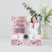 素晴らしい60フォトピエレガントックブロッサム誕生日2 招待状 (スタンド正面)