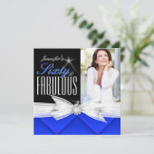 素晴らしい60フォトブルーエレガントな誕生日パーティー3 招待状 (スタンド正面)