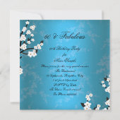 素晴らしい60フォトブルーエレガントブロッサム誕生日2 招待状 (裏面)
