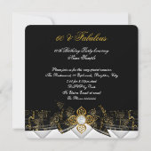 素晴らしい60フォト金ゴールドエレガントモダン誕生日 招待状 (裏面)