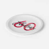 素晴らしい60番目 | シックモダンレッドエレガント誕生日 ペーパープレート (アングル)