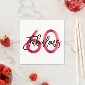 素晴らしい60番目 | シック・レッドモダンエレガント誕生日 スタンダードカクテルナプキン (インサイチュ)