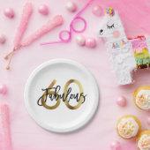 素晴らしい60番目 | シモダンッエレガントク金ゴールド誕生日 ペーパープレート (パーティー)