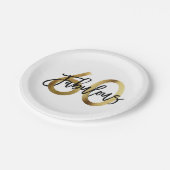 素晴らしい60番目 | シモダンッエレガントク金ゴールド誕生日 ペーパープレート (アングル)