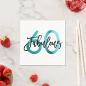 素晴らしい60番目 |ティール(緑がかった色)グリーンモダンエレガント誕生日 スタンダードカクテルナプキン (インサイチュ)