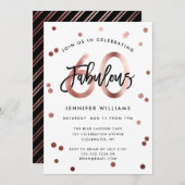 素晴らしい60番目 |バラモダン金ゴールドブラシ誕生日 招待状 (正面/裏面)