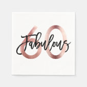 素晴らしい60番目 |バラ金ゴールドモダンエレガント誕生日 スタンダードカクテルナプキン (正面)