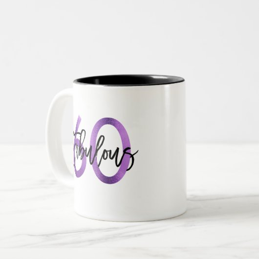 素晴らしい60番目 |パープモダンルエレガント誕生日 ツートーンマグカップ (正面左)