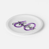 素晴らしい60番目 |パープモダンルエレガント誕生日 ペーパープレート (アングル)