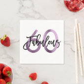 素晴らしい60番目 | パープル薄紫エレガント誕生日 スタンダードカクテルナプキン (インサイチュ)