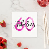 素晴らしい60番目 | ピンクモダンシエレガントック誕生日 スタンダードカクテルナプキン (インサイチュ)