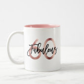 素晴らしい60番目 |モダンエレガントなローズゴールド誕生日 ツートーンマグカップ (左)