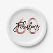 素晴らしい60番目 |モダンエレガントなローズゴールド誕生日 ペーパープレート (正面)