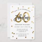 素晴らしい60番目 |モダン金ゴールドエレガント誕生会 招待状 (正面)