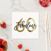 素晴らしい60番目 | 金ゴールドモダンシエレガントック誕生日 スタンダードカクテルナプキン (インサイチュ)