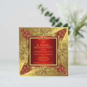 素晴らしい60赤金ゴールド誕生日パーティーダイヤモンド 招待状 (スタンド正面)