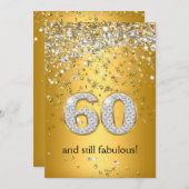 素晴らしい60金ゴールドシルバーストリーマー60誕生日 招待状 (正面/裏面)
