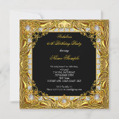 素晴らしい60金ゴールドダイヤモンドブラック60th誕生日パーティー 招待状 (裏面)