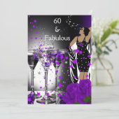 素晴らしい60 60誕生日パープルバラマルティーニ 招待状 (スタンド正面)