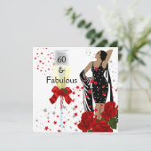 素晴らしい60 60th誕生日パーティレッドローゼホワイト 招待状 (スタンド正面)