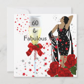 素晴らしい60 60th誕生日パーティレッドローゼホワイト 招待状 (正面)
