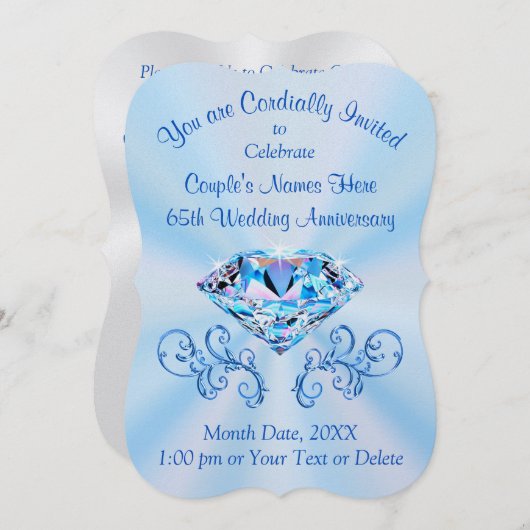 素晴らしい65周年結婚記念日の招待状 招待状 (正面/裏面)