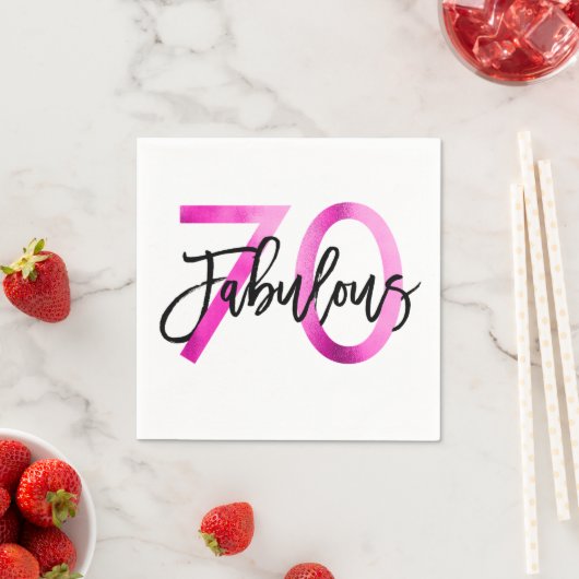 素晴らしい70番目 | シックモダンエレガントピンク誕生日 スタンダードカクテルナプキン (インサイチュ)