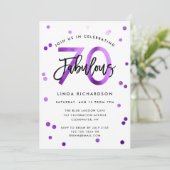 素晴らしい70番目 |シックモダンパープル誕生日パーティー 招待状 (スタンド正面)