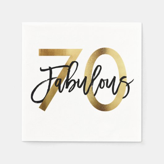 素晴らしい70番目 | シモダンッエレガントク金ゴールド誕生日 スタンダードカクテルナプキン (正面)