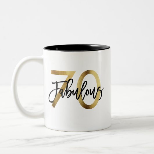 素晴らしい70番目 | シモダンッエレガントク金ゴールド誕生日 ツートーンマグカップ (左)