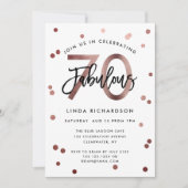 素晴らしい70番目 |バラモダン金ゴールド誕生日パーティー 招待状 (正面)